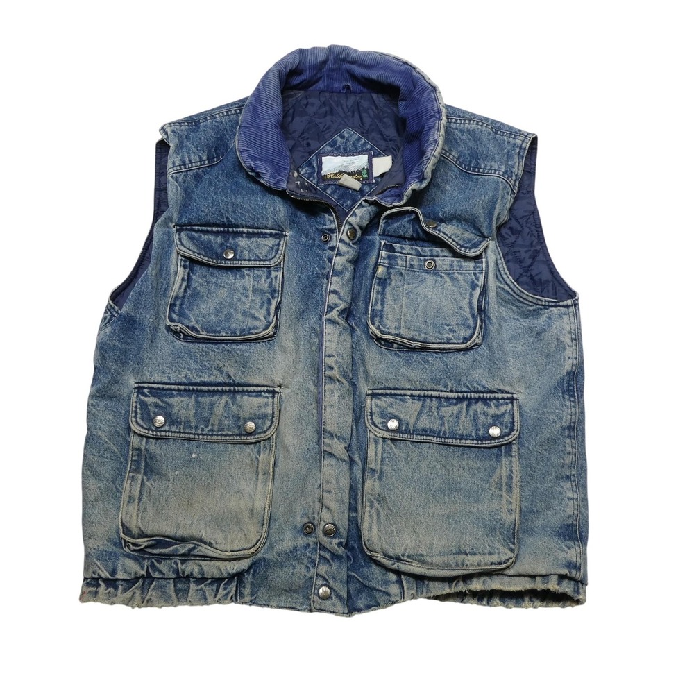 Fieldmaster‎ Vest Mens XL Blue Denim Quilted Lined Full Zip Workwear Outdoor